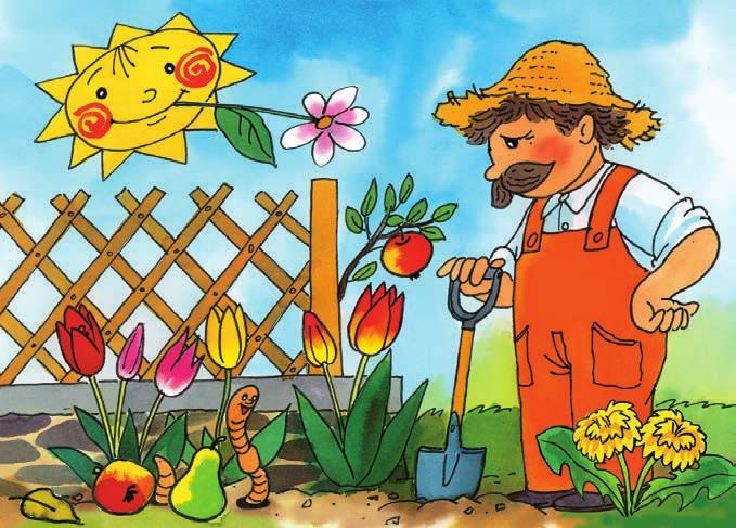 Škrtni všechna slova, která nesouvisí se zahradou. Potom do řádků vypiš nářadí, které jako zahradník použiješ na své zahradě.