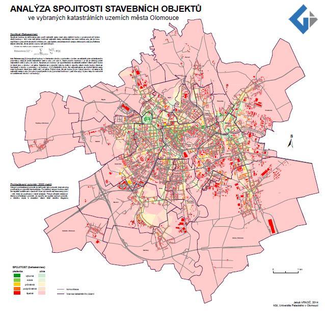 5.4 Testování spojitost Spojitost budovy lze chápat jako podíl nejkratší cesty mezi určitým párem budov v prostorové síti.