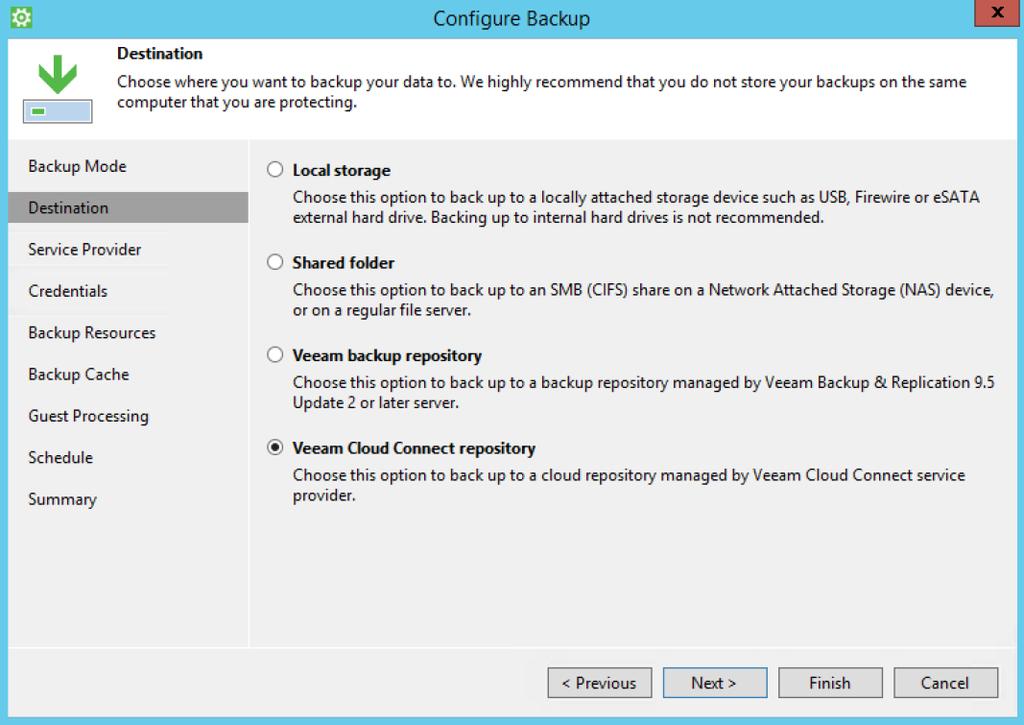 Zvolte úložiště Veeam Cloud