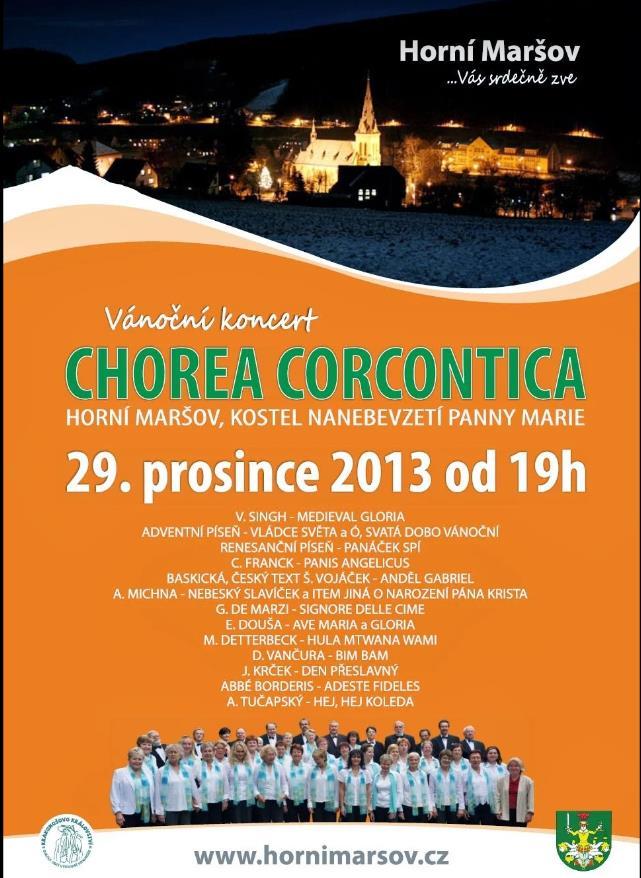 Plakát na vánoční koncert v Horním Maršově 29.12.