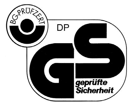 Dati tecnici Questa macchina ha ottenuto il marchio GS ed è conforme alle norme 2006/42/EG e