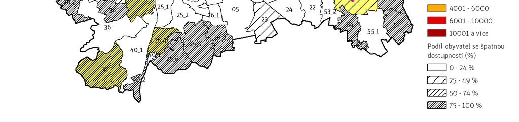 MAPA / 05 Š K OLNÍ SPORTOVIŠTĚ A P O Č ET OBYVATEL S N EVYHOVUJÍCÍ D OSTUPNOS TÍ V EŘEJNÝ C H SPORTOVIŠŤ (2018)