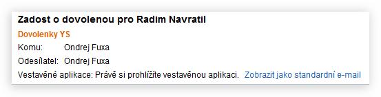 Nyní otevřeme původní email a Místo obsahu se otevře přímo vlastní