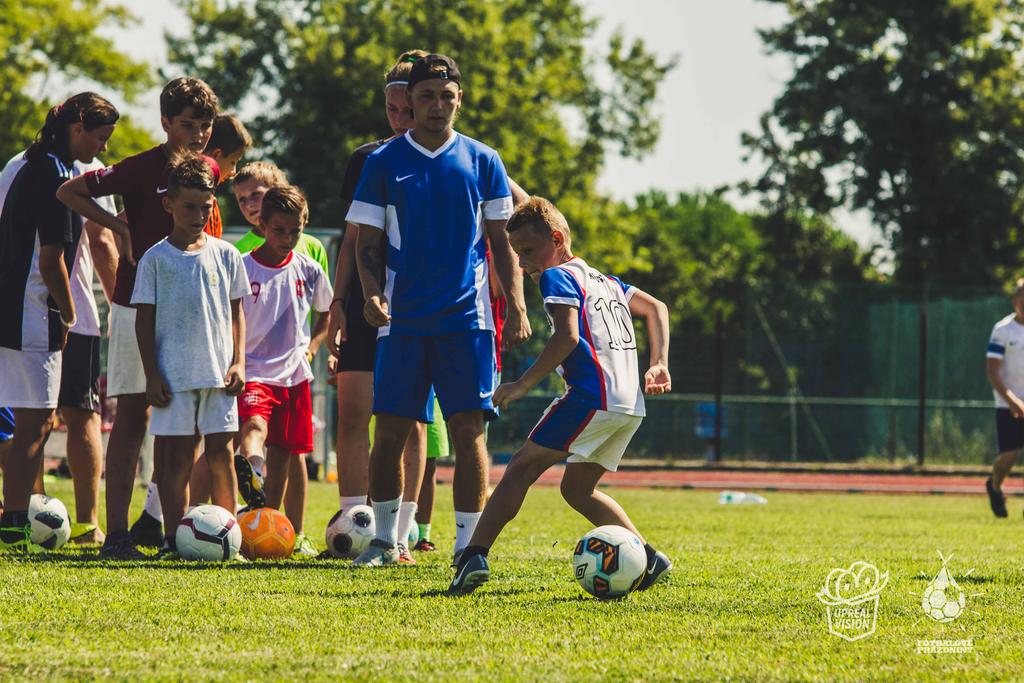 FOTBALOVÝ PROGRAM KEMPU Naším prvotním a hlavním cílem je dělat dětem radost, plnit jim jejich přání a posilovat v nich lásku k fotbalu a sportu všeobecně.