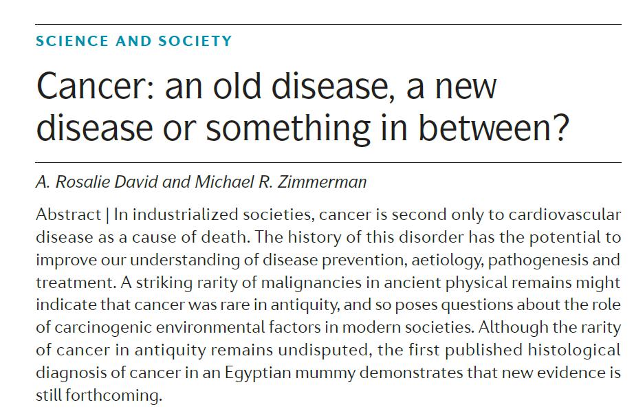 Cancer: an old disease, a new
