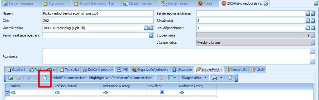 : zdroj se v diagramu obarví podle nejnižšího prioritního čísla a dále vzhled shapu zdroje v diagramu V pozadí detail typu zdroje, ve kterém se nově definuje Priorita a Vzhled typu zdroje a v popředí