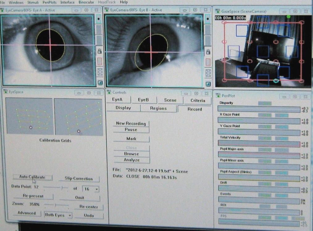 Obr. 13 Software systému ViewPoint EyeTracker 10. 2. PRŮBĚH VÝZKUMU Výzkum probíhal v prostorách FEL ČVUT v rozsahu dvou dnů, respondenti výzkumu byli testováni individuálně.