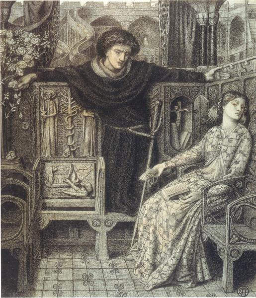 [25] Dante Gabriel Rossetti, Hamlet a Ofélie, 1958,