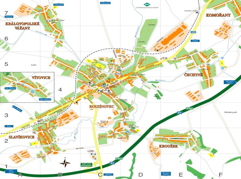 1.2.2 Stručná územní charakteristika města Rousínov Město Rousínov leží na úpatí jihovýchodní okrajové části Drahanské vrchoviny v údolí na pravém břehu Rakovce 7 km na sever od Slavkova, 25 km