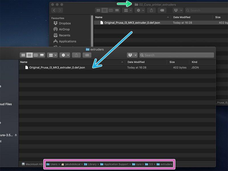 5\resources\extruders Apple macos: in a second window head to /Users/YOURUSERNAME/Library/Application Support/cura/3.