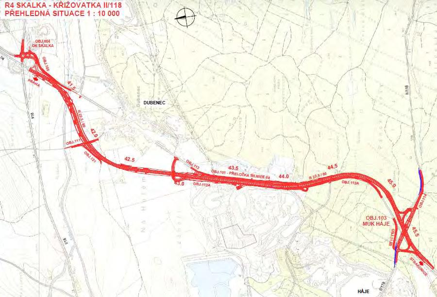 D4 Skalka II/118 - druh stavby: novostavba, liniová - místo stavby: Středočeský kraj - k.ú.: Dubenec, Příbram KÚ Bytíz, Háje,Stěžov,Višňová - celková cena (bez DPH): 509 mil.