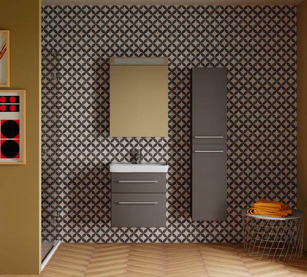 Go JDE O KAŽDÝ CENTIMETR Sníte o malé moderní koupelně? Jděte si pro GO. Představte si, že tato skříňka včetně umyvadla vám ode zdi do prostoru ukrojí pouze 38 centimetrů.