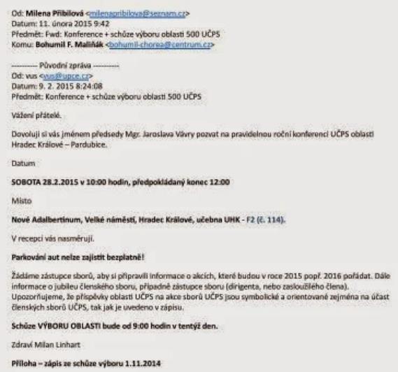 Pozvánka na schůzi Výboru oblasti + roční konference UČPS 28.2.2015 Místo konání: - Hradec Králové Mohl by někdo jet?