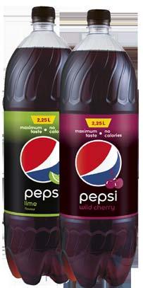Pepsi Lime 2,25l Mattoni citron 1,5l Aquila Tea.