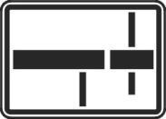 Obr. 183 Dodatkové tabulky č. E 2c se užívá zejména ve spojení se značkou č. P 4 "Dej přednost v jízdě!" a č. P 6 "Stůj, dej přednost v jízdě!". Tabulky se užívá před každou úrovňovou křižovatkou se směrově rozdělenou pozemní komunikací.