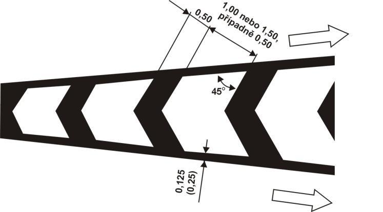 9.3.6.1 Bílá klikatá čára (č. V 12e) Značkou č. V 12e se předem upozorňuje na místo vyžadující zvýšenou opatrnost. Značka č. V 12e se vyznačuje zejména při pravém okraji vozovky.