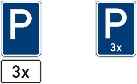 Obr. 114 Konec parkovacího pruhu na pozemní komunikaci se označuje (pokud je to nutné) značkou č. IP 11a s dodatkovou tabulkou č. E 8c "Konec úseku".