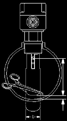 Nastavení citlivosti spouštění průtokového spínače 3 83 mm 4 107 mm 5 134 mm 6 162 mm Pro 3 6 potrubí Užití palety b = 29 mm Diagram 10 - Nastavení bezpečnostního průtokového spínače Souprava