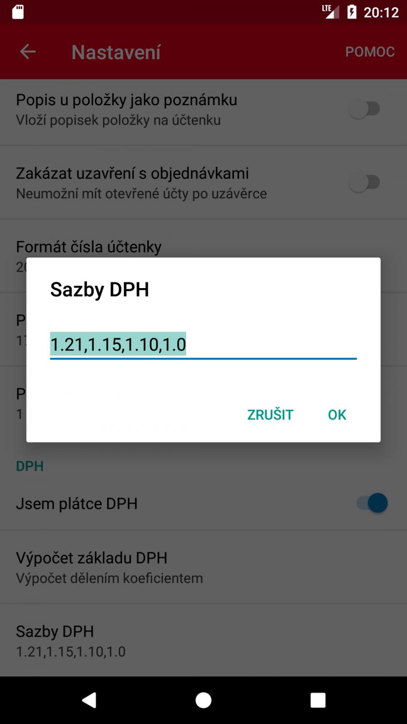 Nastavení výpočtu DPH Podle daňového řádu, se výpočet DPH provádí z celkové ceny násobením koeficientem.