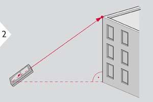 Obsluha Podle Pythágorovy věty (2bodové) Laser namiřte na horní bod. Laser namiřte v pravém úhlu na dolní bod.