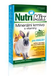 NutriMix pro králíky Minerální krmivo s vitaminy pro králíky Denní doplnění minerálních látek a vitaminů NUTRIMIX PRO KRÁLÍKY: zajišťuje odpovídající růst a vývoj mladých králíků; udržuje chovné