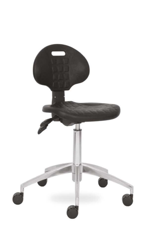 18 TULIP Průmyslová otočná židle s ergonomicky tvarovaným PU sedákem a výškově nastavitelným opěradlem / Industrial swivel chair with ergonomically shaped PU seat and height-adjustable backrest /