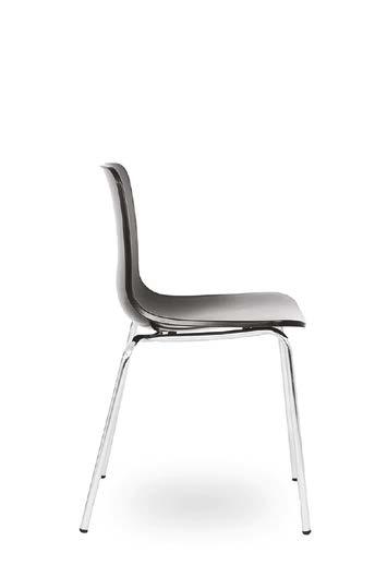 The chair shell is fully-plastic or fully upholstered, the base is chrome-plated steel or beech wood. The plastic version of the chair is offered in three colors, white, black and red.