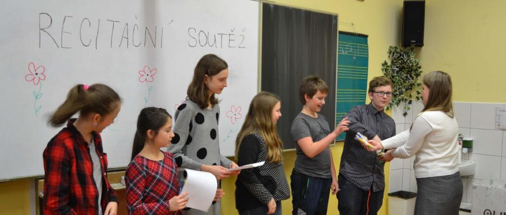 Školní kolo recitační soutěže V úterý 5. února 2019 proběhlo školní kolo recitační soutěže. Zúčastnilo se jí 42 dětí, kteří byli rozděleni do několika kategorií.