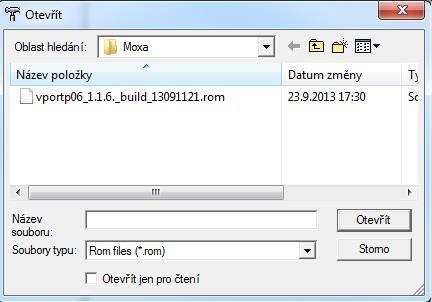 Obr. 37 - Výběr souboru firmwaru Vyberte požadovanou verzi firmwaru. Stiskem tlačítka Otevřít zahájíte nahrávání.