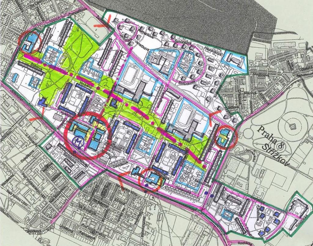 Mapa 3: Zákres urbanistické situace sídliště Ďáblice Zdroj: [IPR, 2007] Pozn.