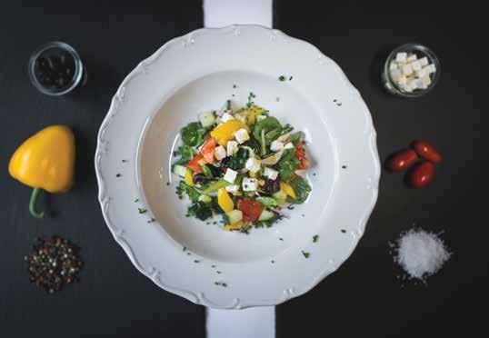 *( 7 ) S a l a d s Tomatoes with arugula with dressing of balsamico and mustard with pieces of Parmesan cheese 237 Kč *( 7, 10 ) Classic Caesar salad (add grilled