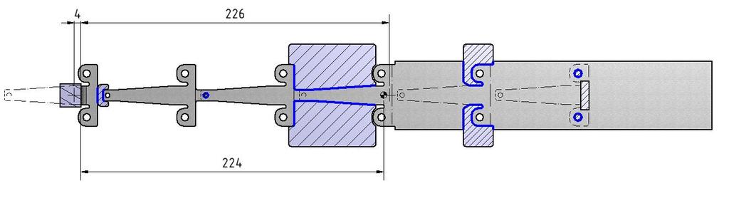 Vypočítaný minimální poloměr ohybu 1 mm vyhovuje technologičnosti výlisku, kde je poloměr na vnitřní straně ohybu 2 mm. 4.