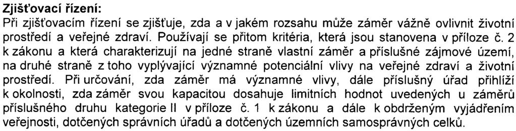 -2- S-MHMP-160648/2007/00PNI/EIAl362-2/Žá Zjiš ovací øízení: Pøi zjiš ovacím øízení se zjiš uje, zda a v jakém rozsahu mùže zámìr vážnì ovlivnit životní prostøedí a veøejné zdraví Používají se pøitom