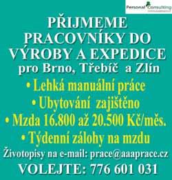 : 774 750 416 Do výletní restaurace přijmeme SERVÍRKU, ČÍŠNÍKA. HPP nebo brigádně. Dobré platové podmínky. Nástup možný ihned. 734 264 738 Do zavedené restaurace hledáme KUCHAŘE/KU s praxí.