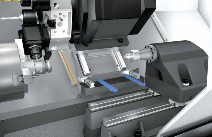 Pohyb osy Y u modelů ST a DS Soustružnická centra Haas s osou Y nabízejí pojezd osy Y 102 mm (±51 mm od osy) pro excentrické obrábění, vrtání a závitování.