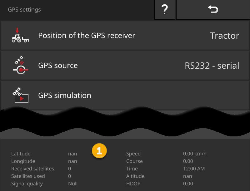 Nastavení stroje 6.4 GPS Nastavte polohu a rozhraní přijímače GPS.