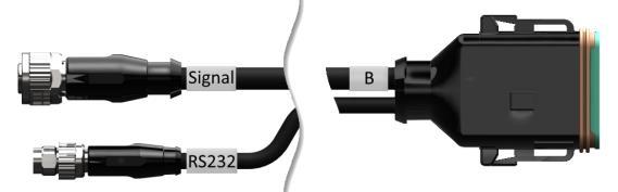 Označení: Kabel B Délka: 30 cm Signál : Spojka M12, 12pólová Kabel H Signál B : Spojka, 12pólová Konektor B na terminálu RS232