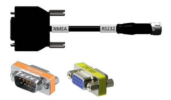 Označení: Kabel typu N Délka: 200 cm NMEA : Konektor, 9pólový Přijímač GPS RS232 : Spojka M8, 4pólová Konektor