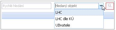 Prvek/část okna 1. Rychlé vyhledávání Popis Políčko pro rychlé vyhledávání LHC, LHC dle KÚ a uživatele. Práce s aplikací zpravidla začíná tímto políčkem (více samostatná kpt. Rychlé vyhledávání ). 2.