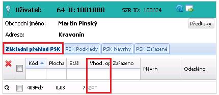 3 Vytvoření návrhu Na záložce Základní vyberte ty PSK, které mají být nově zařazeny do opatření.