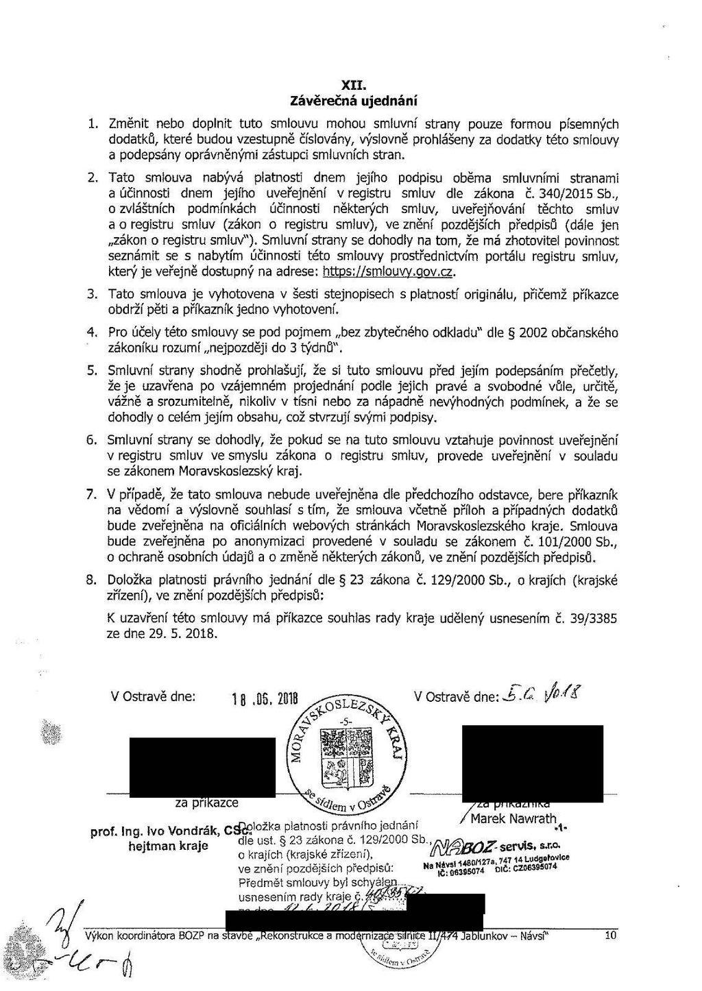 XII. Závěrečná ujednání 1.