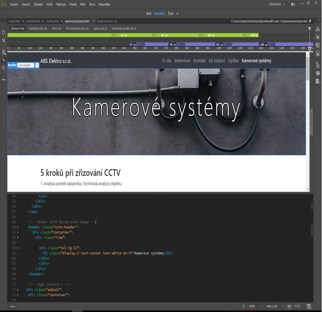 3.2.2 Designování nové podoby webu Při tvorbě nové webové prezentace budu používat jeden z editorů, které se označují jako WYSIWYG - What you see is what you get, česky přeloženo: co vidíš, to