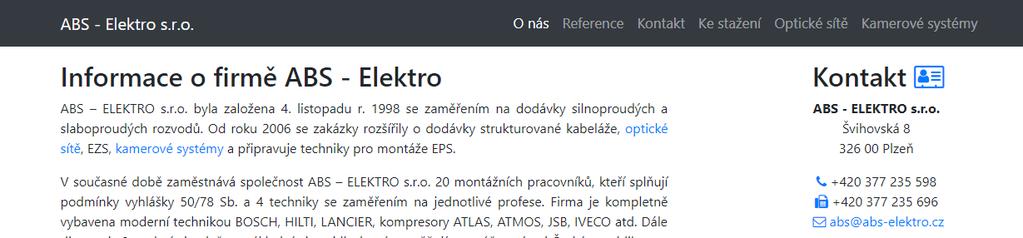Pro větší displeje (PC / notebooky) je navigace zafixována na vrchu obrazovky.