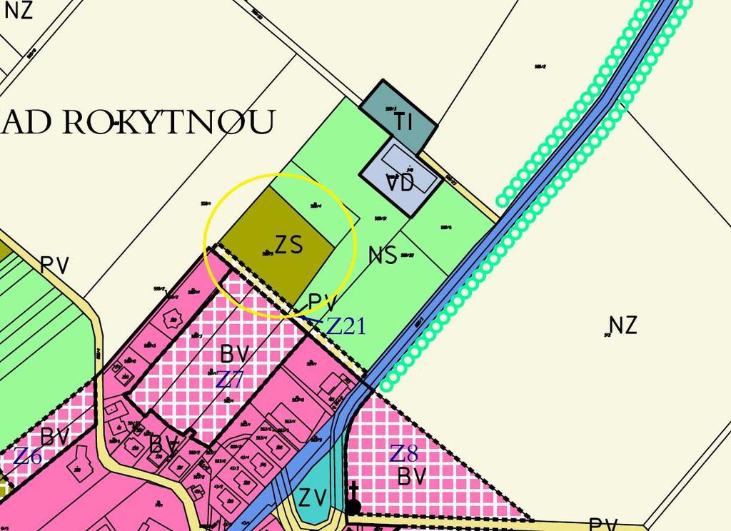 Připomínka pana Aloise Nováka, Rokytnice nad Rokytnou 11.06.2015 ORÚP 37458/15 Žádáme o změnu p.č. 560/9 ZS plocha zeleně na plochu smíšenou obytnou. V příloze je tento pozemek vyšrafován červeně.