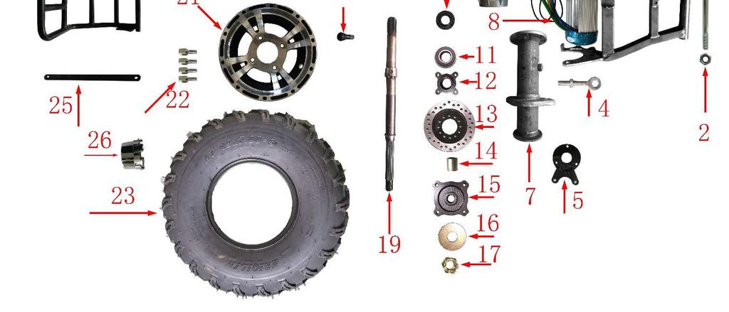 Bearing E12 593990085 Náboj brzdy Brake retainer E13 593990086 Brzdový kotouč Brake disc E14 593990087 Pouzdro Bushing E15 593990088 Náboj kola Rear wheel hub E16 593990089 Krytka Dustproof cover E17