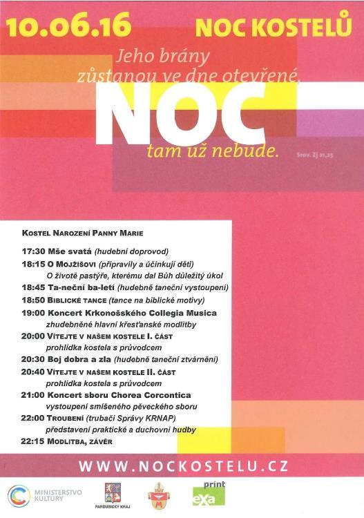 Letos připadá Noc kostelů na 10.6.2016.