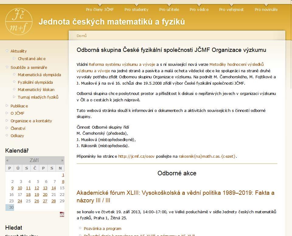 Akademické fórum Odborná skupina České fyzikální