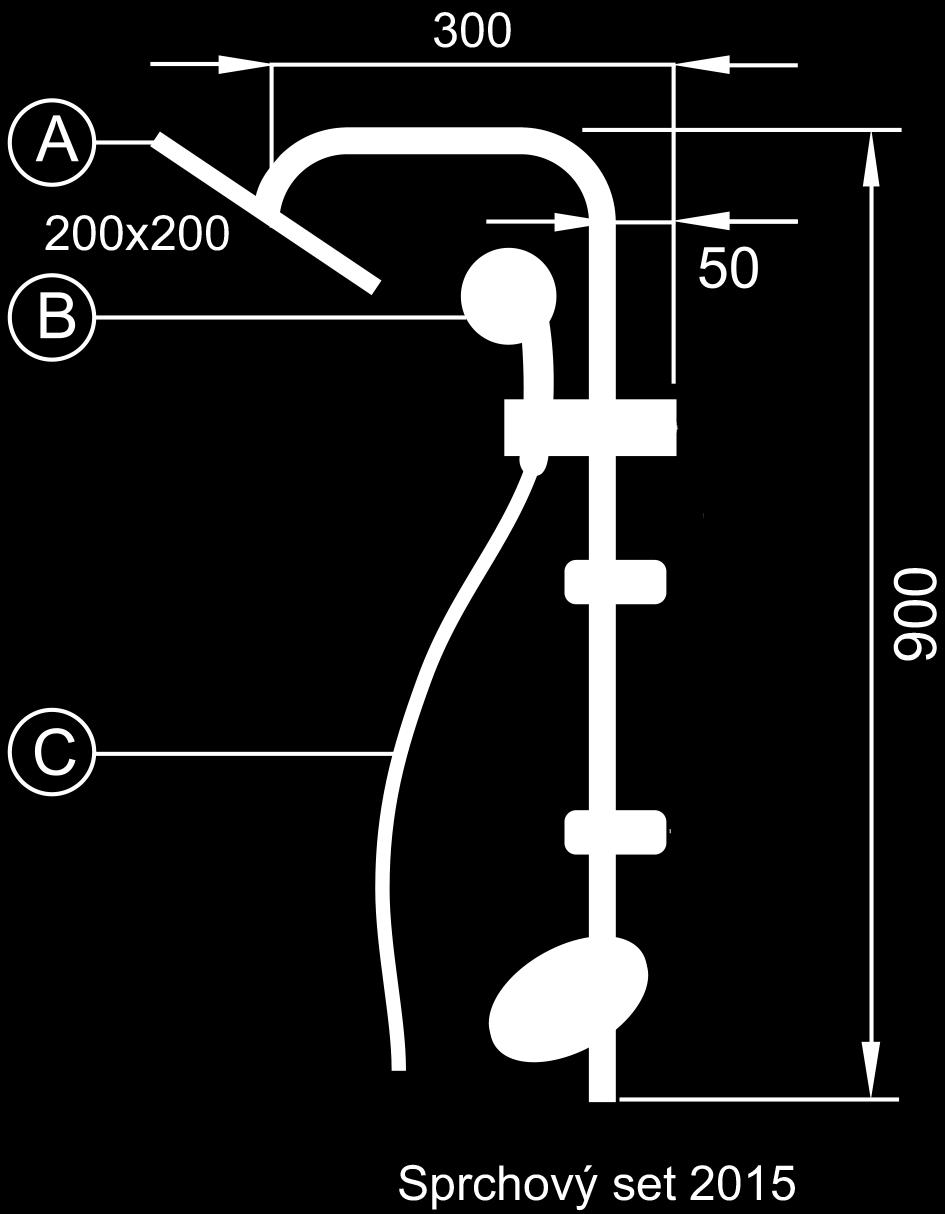 Poznámka: Sprchová tyč neobsahuje: A tropický déšť