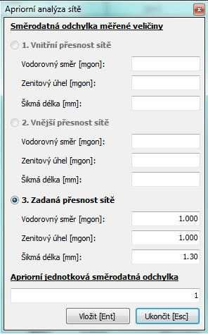 7.2.4 Analýza měřených dat Před spuštěním výpočtu vyrovnání bylo potřeba spustit analýzu měření (Vyrovnání Analýza měření).