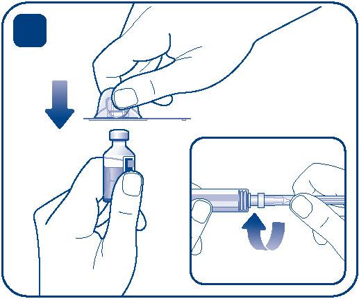 Pokud jsou víčka uvolněná nebo chybí, injekční lahvičky nepoužívejte. Pryžové zátky očistěte alkoholovým tamponem a nechte je před použitím oschnout.